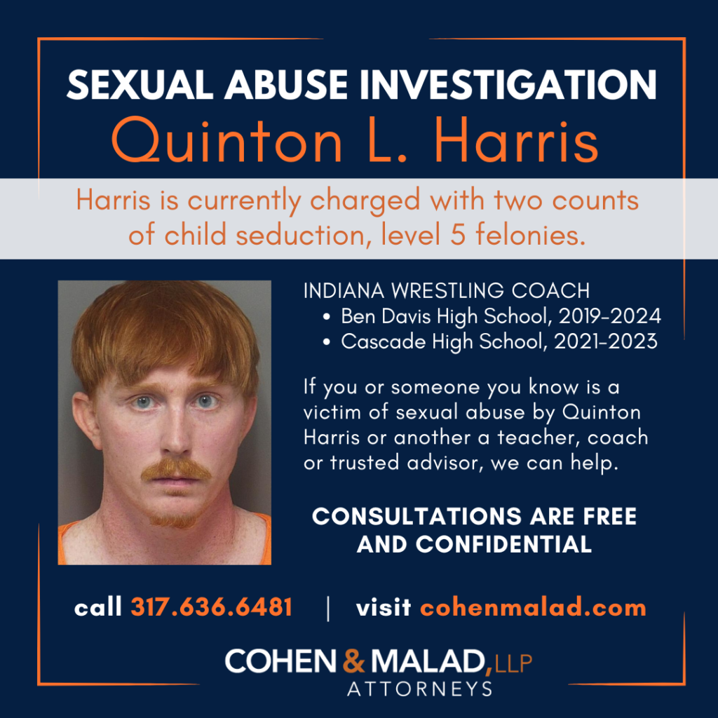 Quinton Harris, Indiana Wrestling Coach, charged with child seduction.